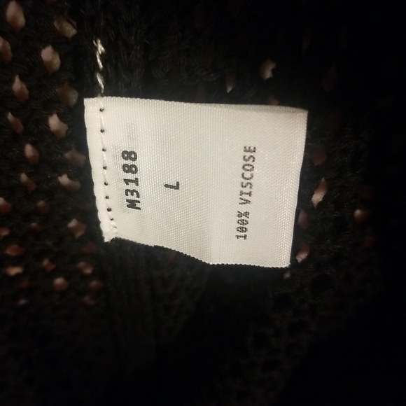 Nordstrom's KERISMA Rica Black Mesh Sheer Top. Earth Tones accent V-Neck - Picture 14 of 15